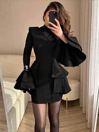 Женское черное мини платье с воланами трикотаж алекс 44/46 Одесса