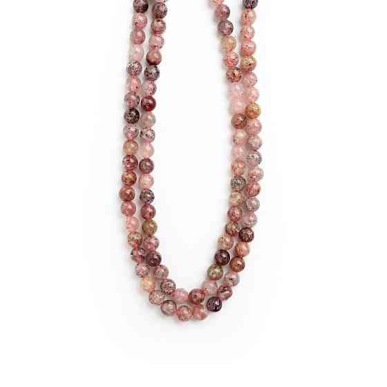 Полуничний кварц натуральний камінь для браслетів та підвісок намистини для рукоділля на нитці 39-41 см діаметр 8 мм Кам'янець-Подільський