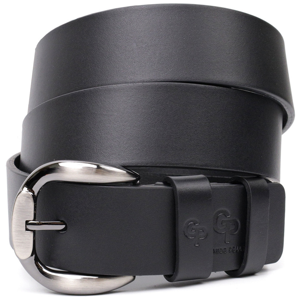 Люксовий ремінь під джинси з натуральної шкіри GRANDE PELLE 11691 Чорний Київ - фото 1