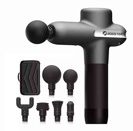 Перкусійний масажний пістолет Lightsaber Booster U1 М'язовий масажер (6 насадок) 2500 мАг Чорний Київ