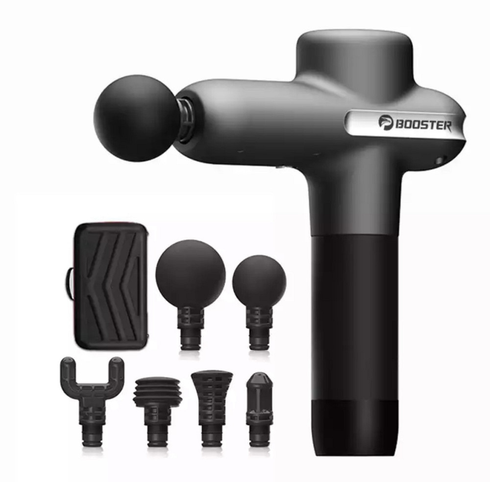 Перкусійний масажний пістолет Lightsaber Booster U1 М'язовий масажер (6 насадок) 2500 мАг Чорний Київ - фото 1