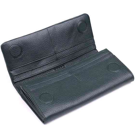 Горизонтальний жіночий гаманець з натуральної шкіри KARYA 22852 Зелений Київ