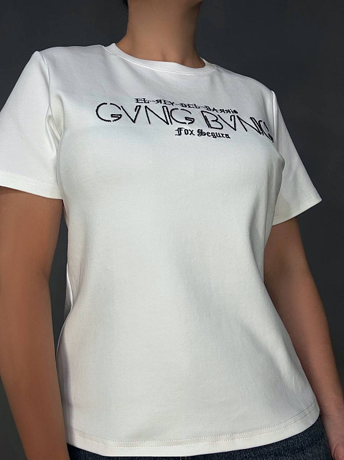 Футболка женская A-N 30153 с вышивкой базовая однотонная one size, белый, one size Киев - изображение 5