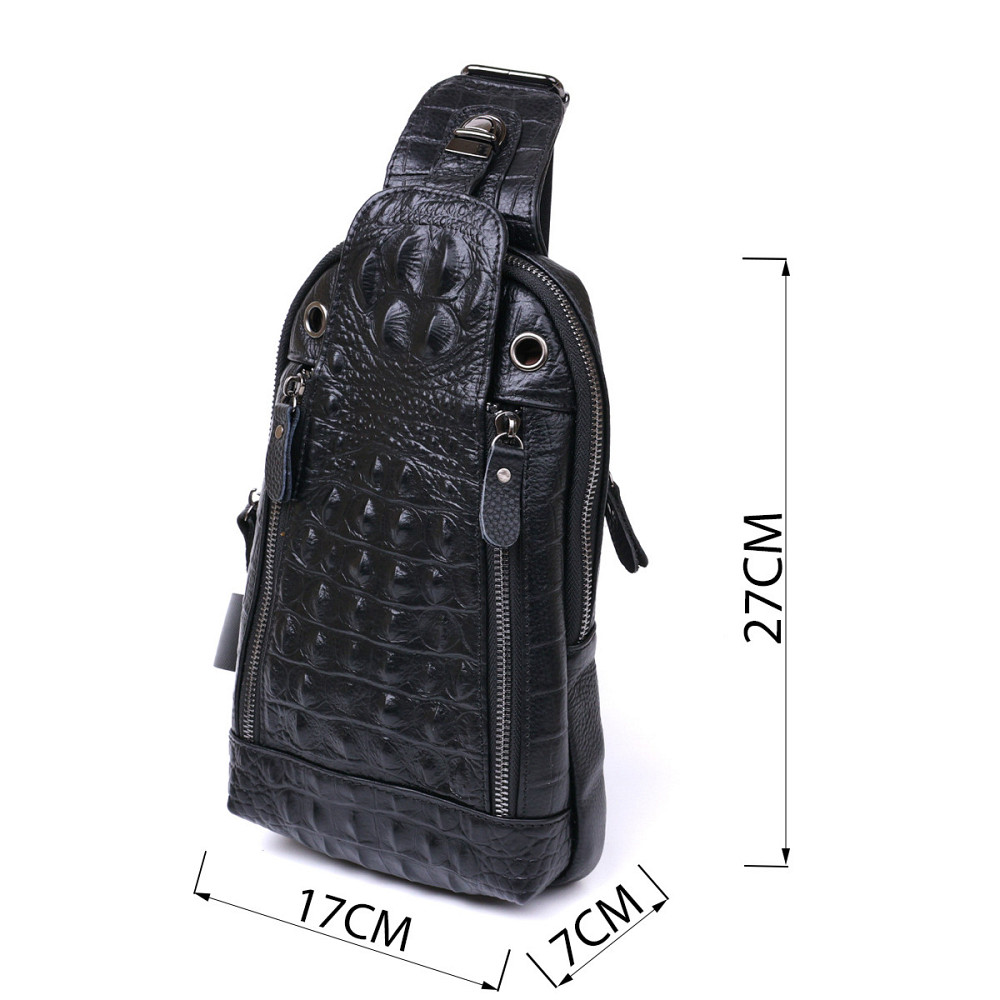 Молодіжна шкіряна чоловіча сумка через плече Чорний (Vintage) Київ - фото 7