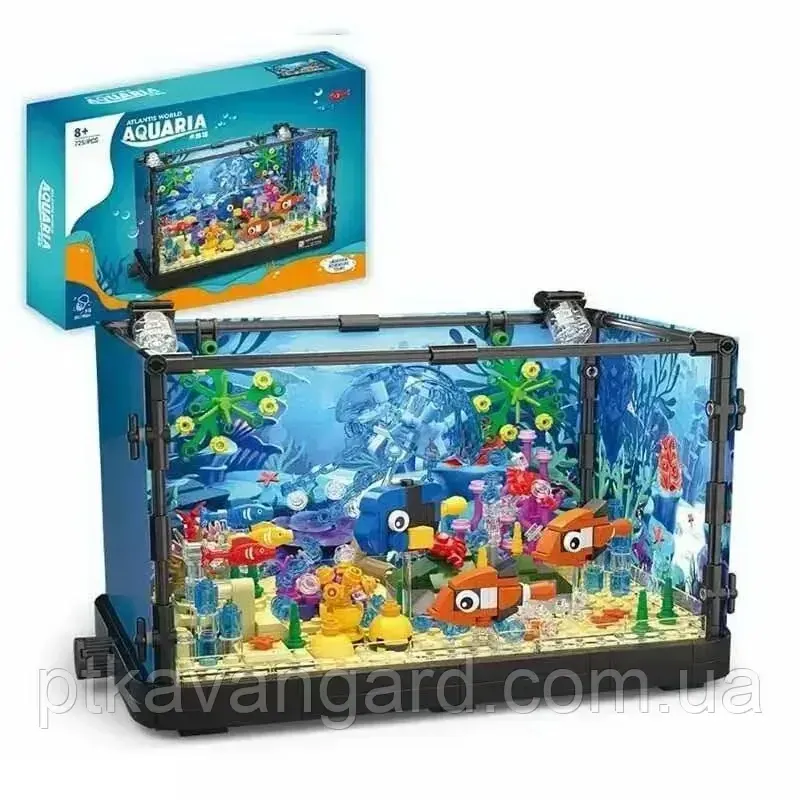 Конструктор 3D акваріум з рибками 725 деталей підсвічування 7023 Хмельницький - фото 3