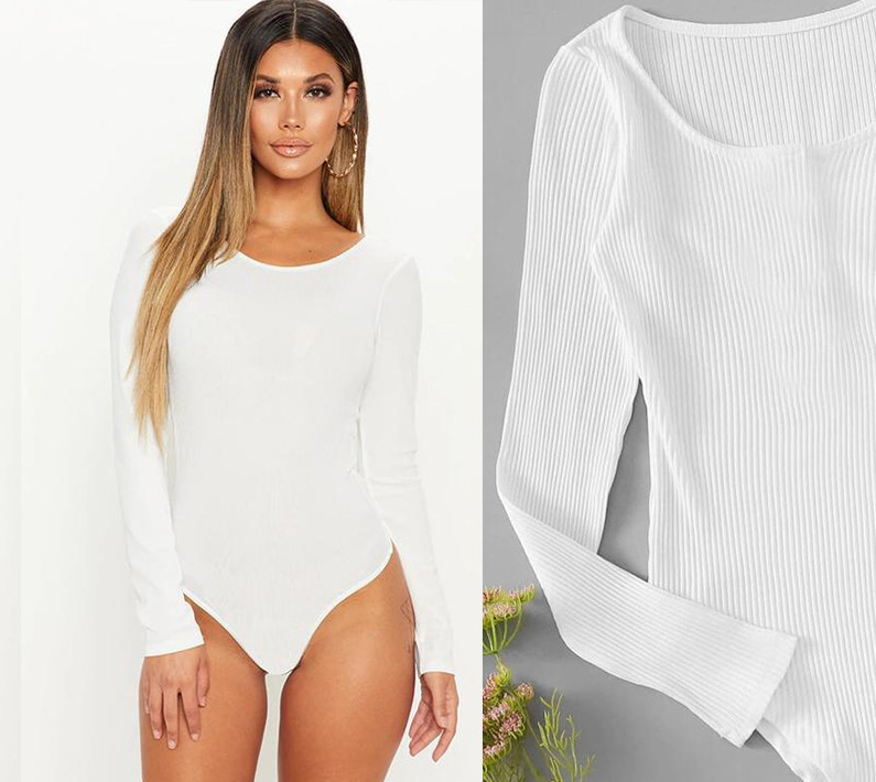 Жіночий трикотажний боді (рубчик) оптом | Розпродаж моделі 44, Білий Київ - фото 3