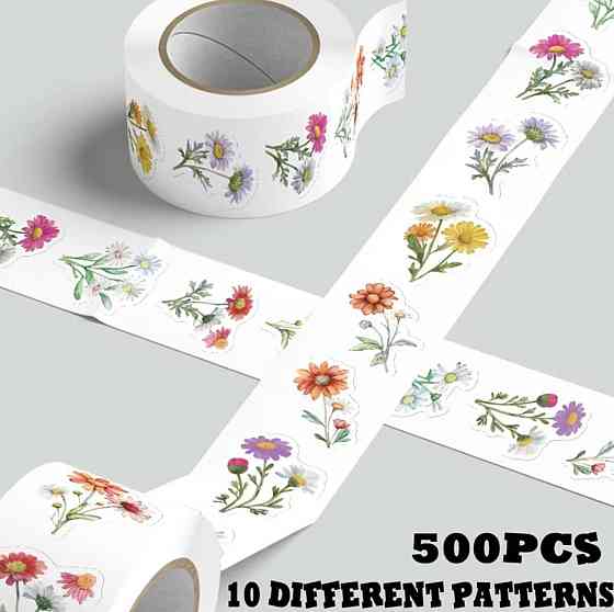 Набор наклеек цветы 500 шт декоративные стикеры для телефона ноутбука скрапбукинга Киев