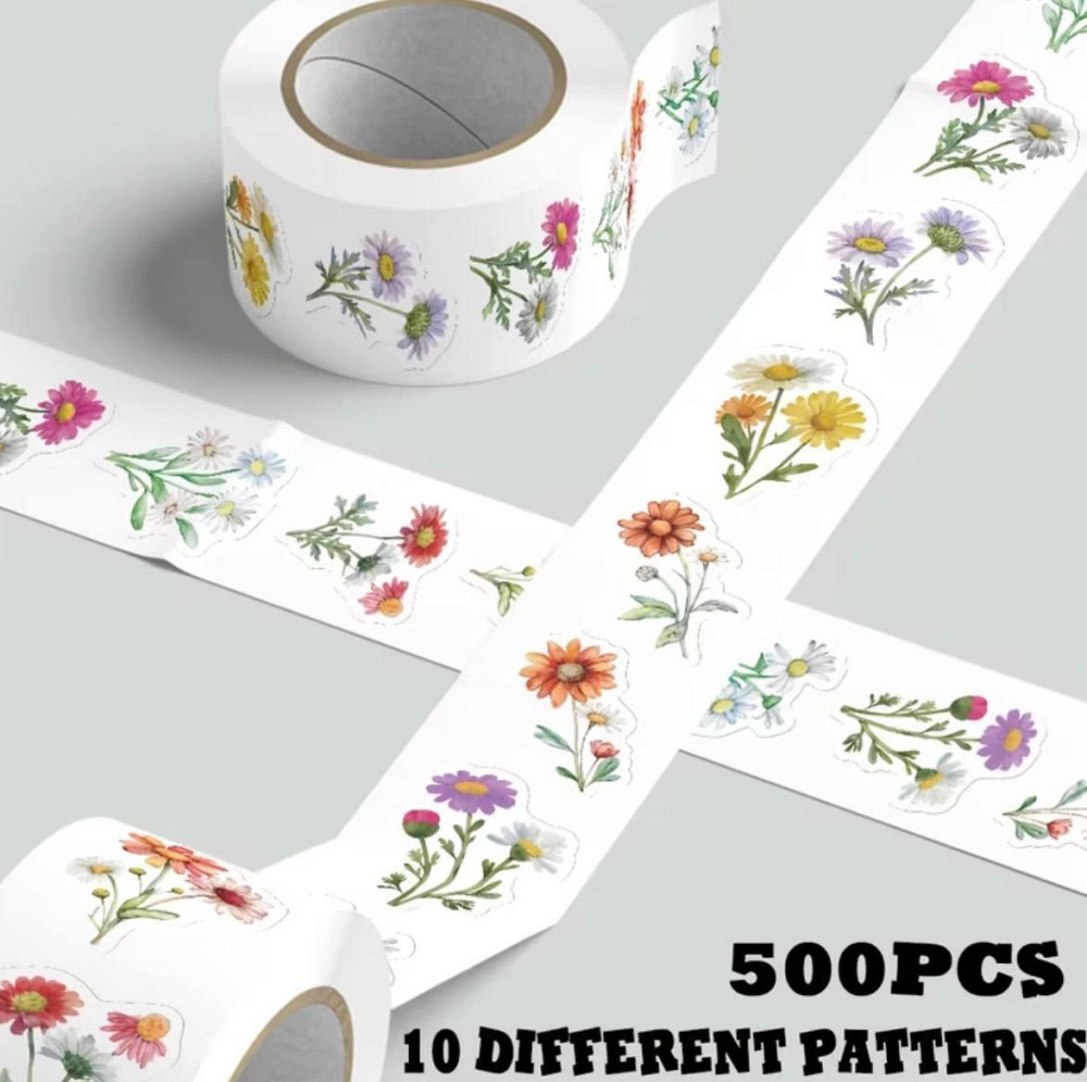 Набор наклеек цветы 500 шт декоративные стикеры для телефона ноутбука скрапбукинга Киев - изображение 1