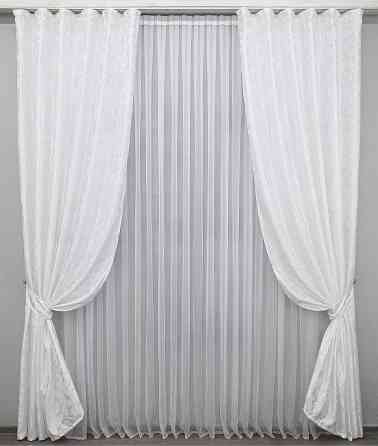 Комплект готових штор VR-Textil Жакард Вензель № 418ш Білий 200х270 см 2 шт (32-286) Киев