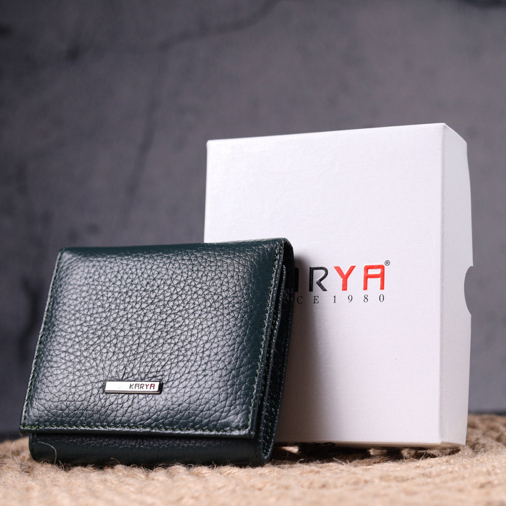 Интересный женский кошелек с монетницей из натуральной кожи KARYA 21379 Зеленый Киев - изображение 10