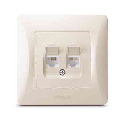 Комп'ютерна розетка Videx BINERA CAT6 + CAT6 подвійна кремова (VF-BNSK2PC6-CR) Вінниця