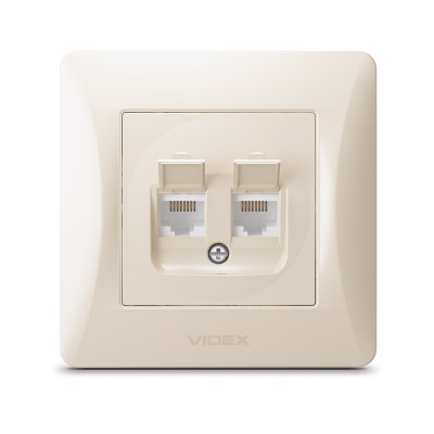 Комп'ютерна розетка Videx BINERA CAT6 + CAT6 подвійна кремова (VF-BNSK2PC6-CR) Вінниця - фото 1
