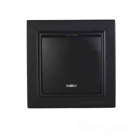 Вимикач одноклавішний з підсвічуванням, Enzo  бездоганний графіт Дніпро