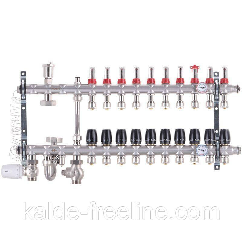 Колектор нижнє підключення 1012 нержавіюча сталь в зборі на 10 виходів Харків - фото 1