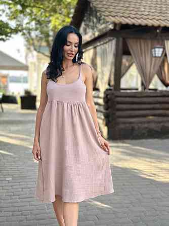 Летнее платье сарафан из муслина на бретельках Caramel 46-48, Капучино Киев