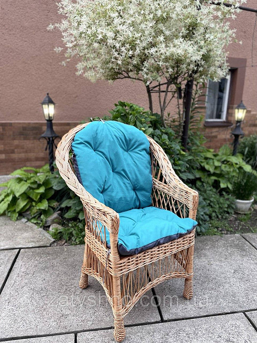 Крісло плтеное из лозы с подушкой голубой Киев - изображение 2