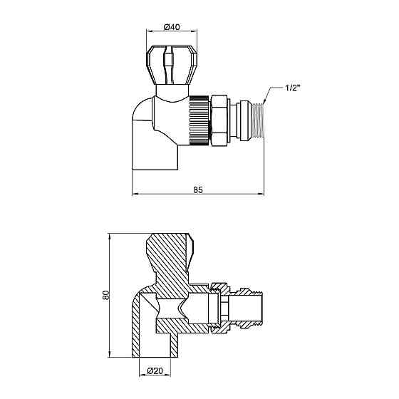 Кран кульовий радіаторний PPR Thermo Alliance 20х1/2" кутовий Київ