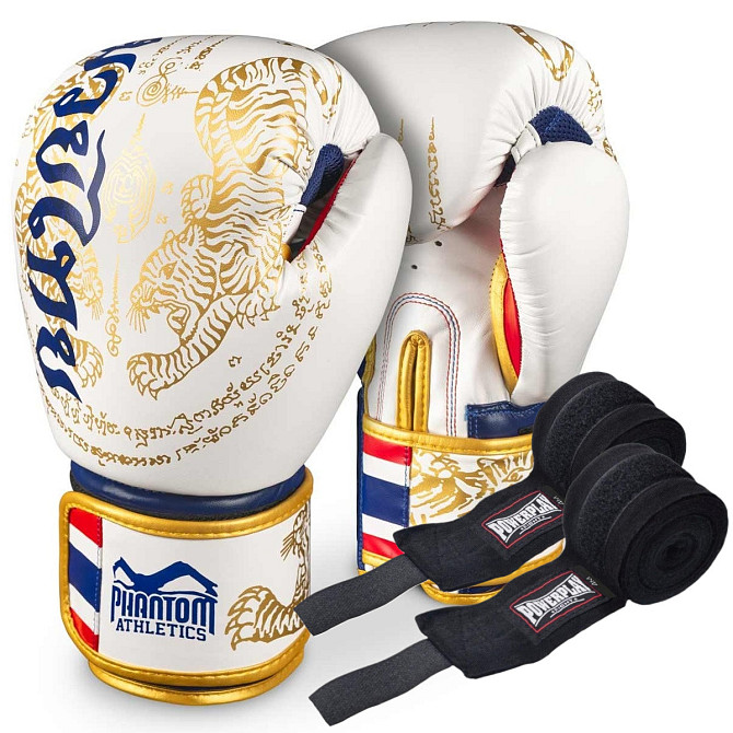 Боксерські рукавиці Phantom Muay Thai Gold Limited Edition 14 унцій (бинти в подарунок) Каменское - изображение 1