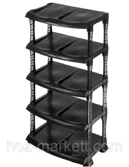 Полка для обуви черная на 5 полок люкс 48х86х30,5 см Харьков - изображение 3