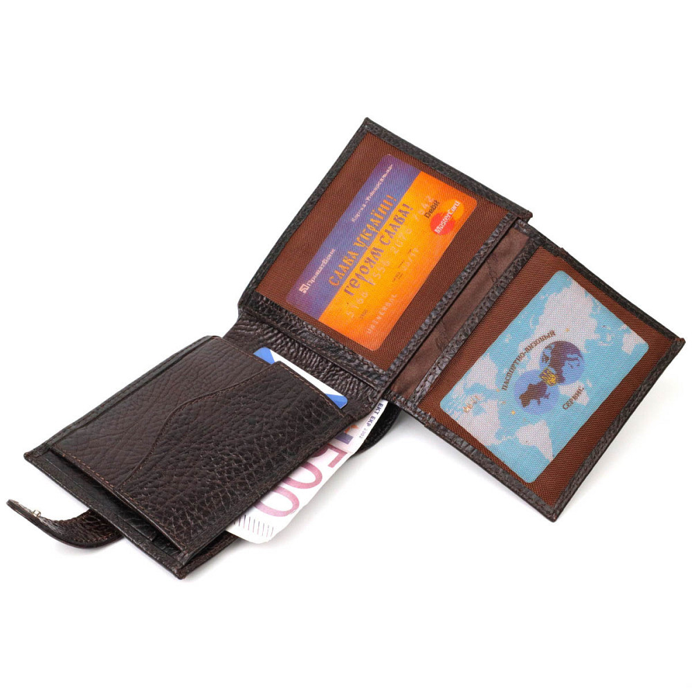 Зручний чоловічий гаманець горизонтального формату з натуральної шкіри Tony Bellucci 22016 Коричневий Київ - фото 7