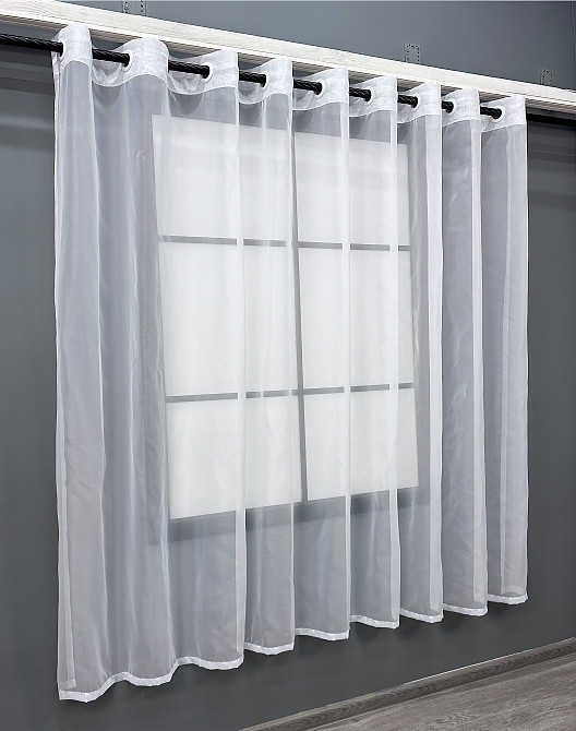 Тюль на люверсах VR-Textil н101 Шифон однотонний Білий 280х170 см (47-009) Київ - фото 2
