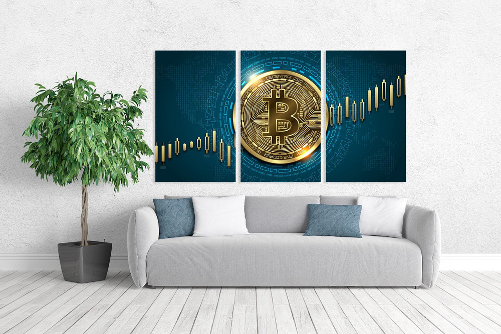 Модульная картина в гостиную / спальню  Биткоін   ART-196_3A 70х130 см Киев - изображение 2