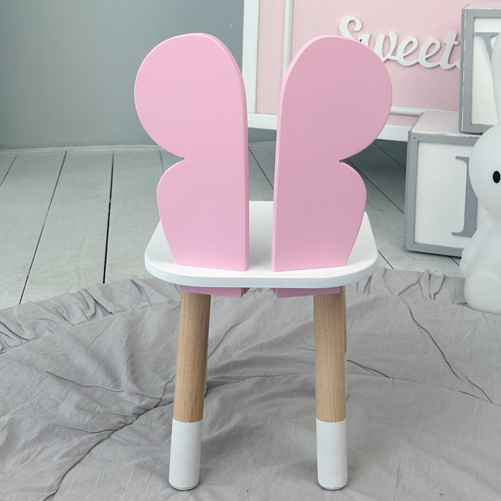 Дитячий стільчик метелик 26.5х26х25см, стілець у дівчачу кімнату, білий з рожевим Київ - фото 2