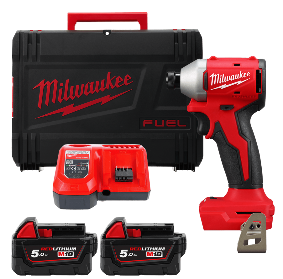 Шуруповерт ударний акумуляторний безщітковий 1/4" HEX MILWAUKEE, M18 BLIDR-502X, 190Нм (зарядний пристрій M12-18 FC, 2 акумулято Одеса - фото 1