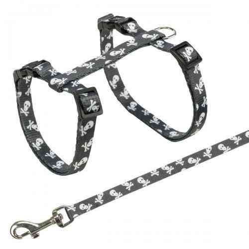 Шлейка з повідцем Trixie Skull для котів, нейлон, 27-45 см/10 мм (кольори в асортименті) Вінниця