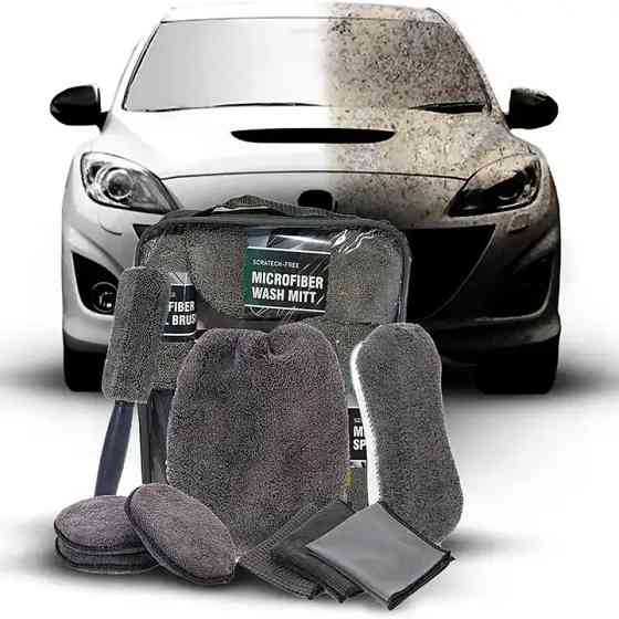 Набір автомобільний для мийки та полірування за авто 9 в 1. Набір для ручного миття машини, мікрофібра для авто Кам'янець-Подільський