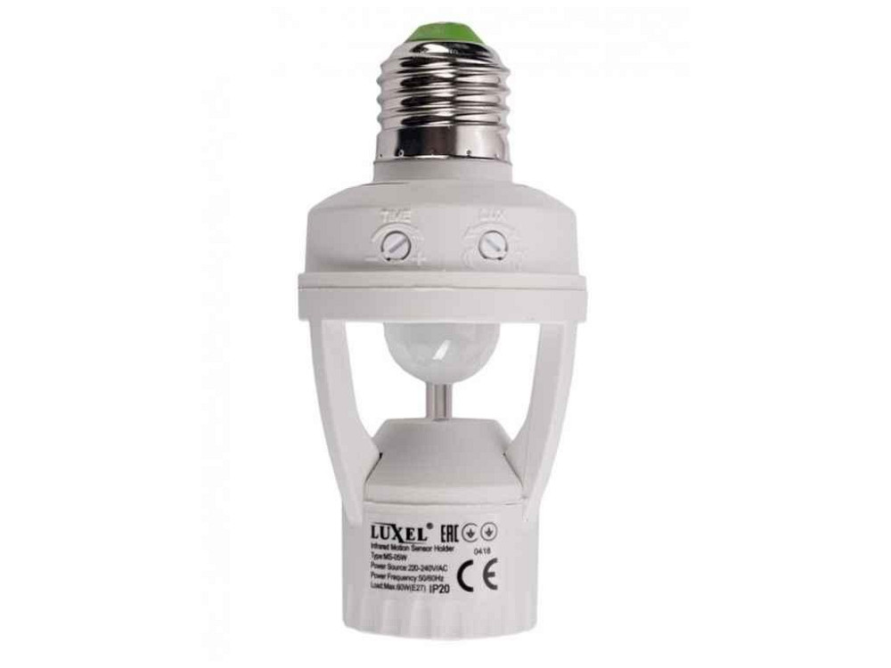 Датчик руху IP20 Е27, 3-2000 LUX (MS-05W) ТМ LUXEL Solmir Київ - фото 1