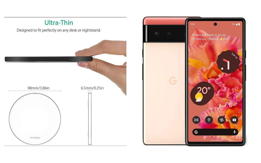 Бездротовий зарядний пристрій Copper до 30W для Google Pixel 8, Pixel 8a, Pixel 8 Pro, USB-C, LED Київ - фото 3