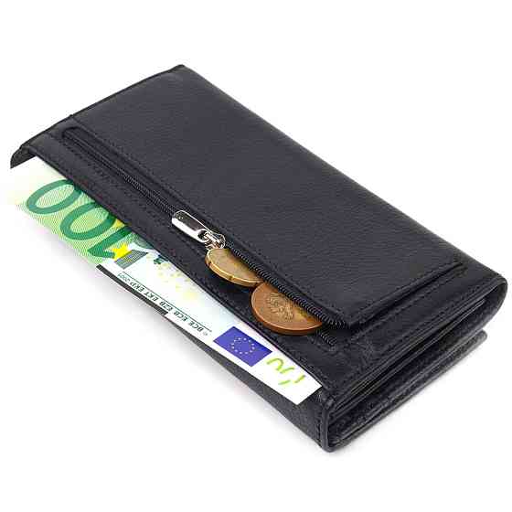 Класичний жіночий гаманець із натуральної шкіри CANPELLINI 21657 Чорний Київ