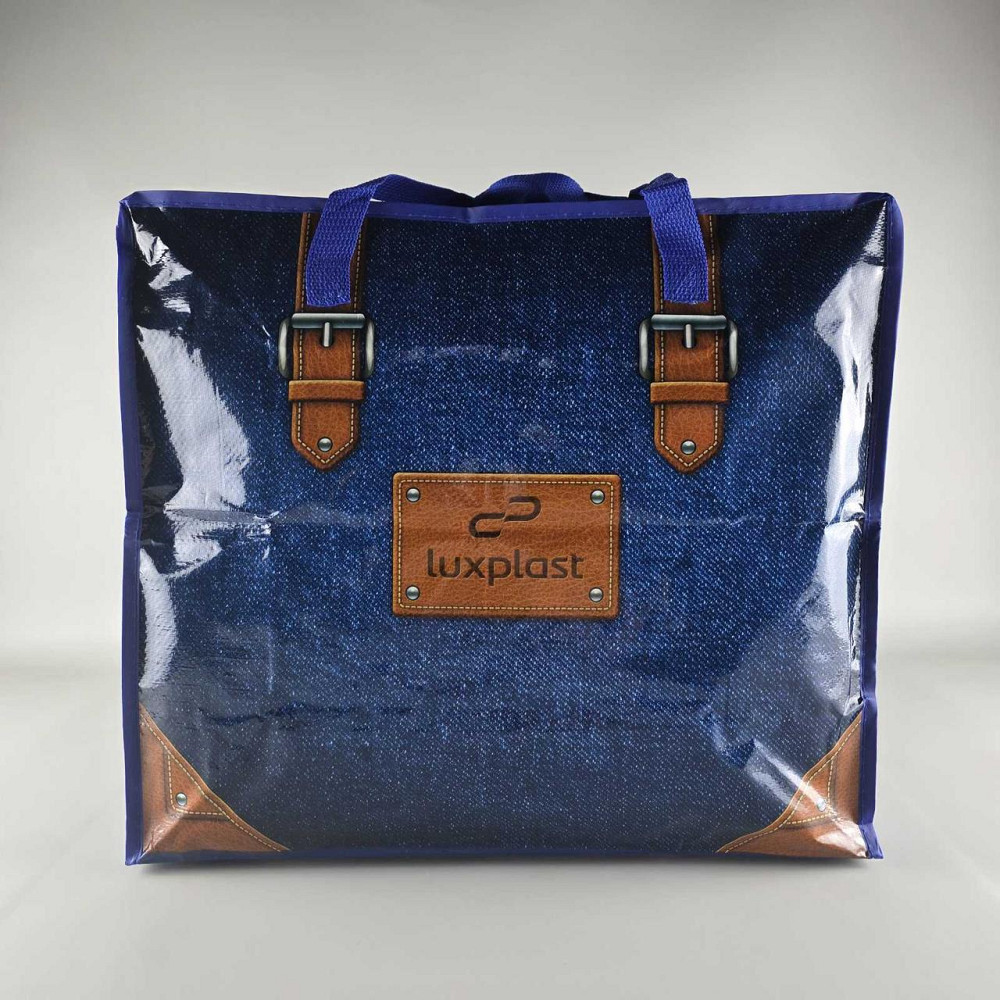 Полипропиленовая сумка на змейке  хозяйственная  с цветным рисунком №3 Джинс (1 шт) Харьков - изображение 1