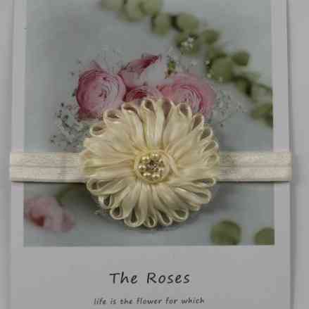 Повязка для девочки бежевая - размер цветка 7см, размер универсальный (на резинке) Киев