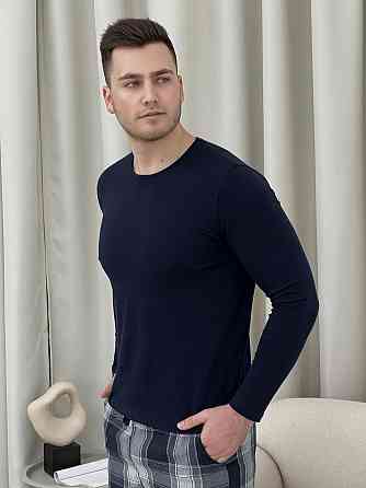 Домашня піжама для чоловіків COSY із фланелі (штани+лонгслів синій) темно-синій/сірий  2ХL Київ