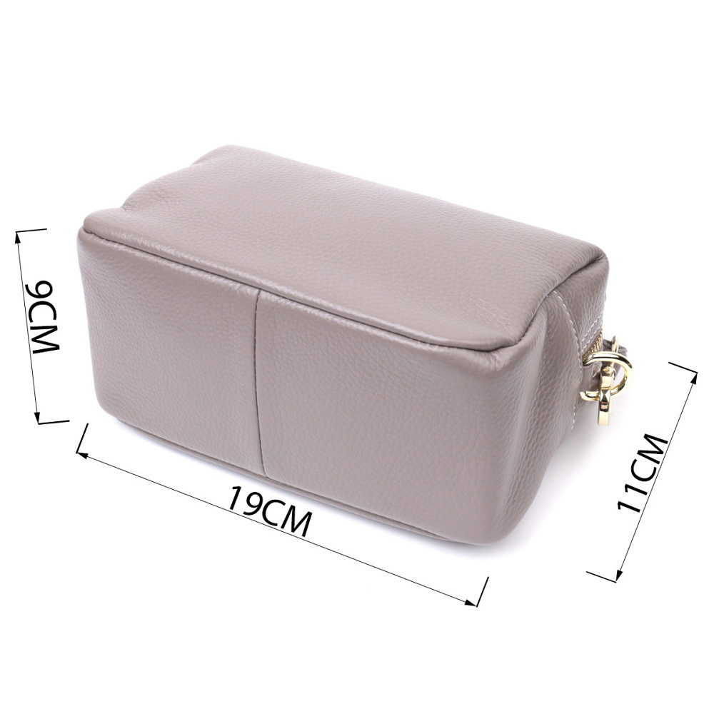 Жіноча цікава сумка з двома ременями з натуральної шкіри Vintage 22275 Сірий Київ - фото 3