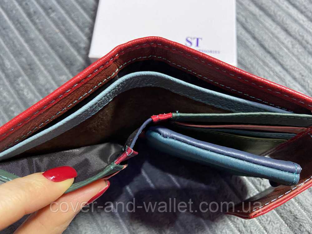 Компактний жіночий гаманець червоного кольору із натуральної шкіри з монетницею ST 405 Київ - фото 10