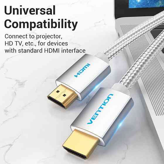 Кабель HDMI M - M, 3.0 м, V2.0, 4K 60Гц, обплетення, Silver Metal Type Vention Винница