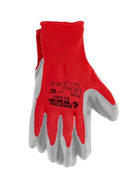 MASTERTOOL Рукавички трикотажні безшовні MASTERTOOL нітрилове покриття долоні 10" червоно-сірі Коломия - фото 4