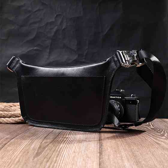 Кожаная бананка унисекс GRANDE PELLE 22813 Черный Киев