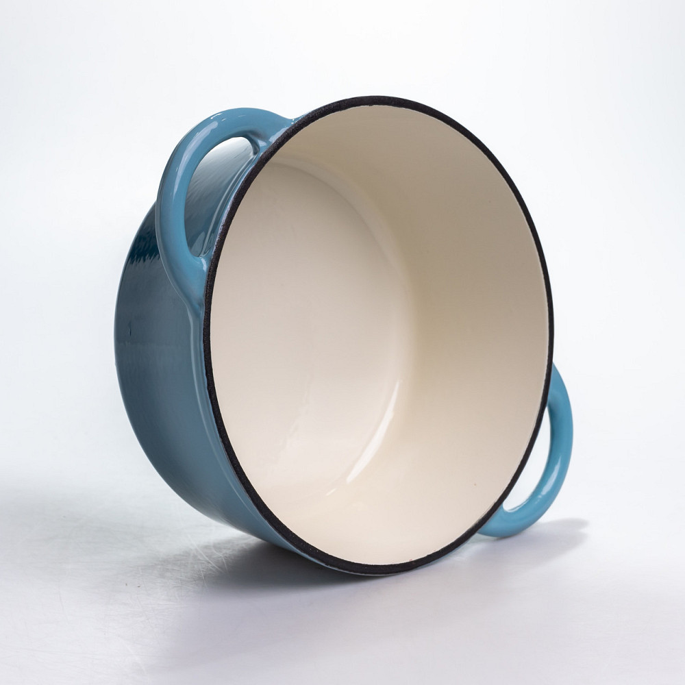 Каструля чавунна 2.5 л емальована з кришкою посуд для тушкування запікання томління кухонна Синя HP-1-14-BLUE Київ - фото 5