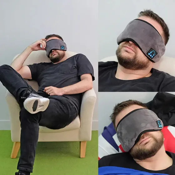Маска для сна с наушниками Bluetooth MUSIC GOGGLES AND183 / Повязка на глаза с гарнитурой Коломия