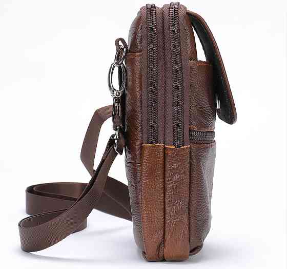 Сумка-барсетка на ремінь брюк шкіряна Коричнева (Vintage) Київ