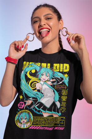 Футболка аниме Хатсуне Мику Аниме Вокалоид оверсайз (S/M/L) Черний AnimeJ0725 Днепр