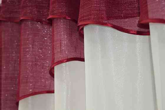 Кухонная занавеска VR-Textil № 00к молочный с бордовым 290х170 см (59-837) Киев