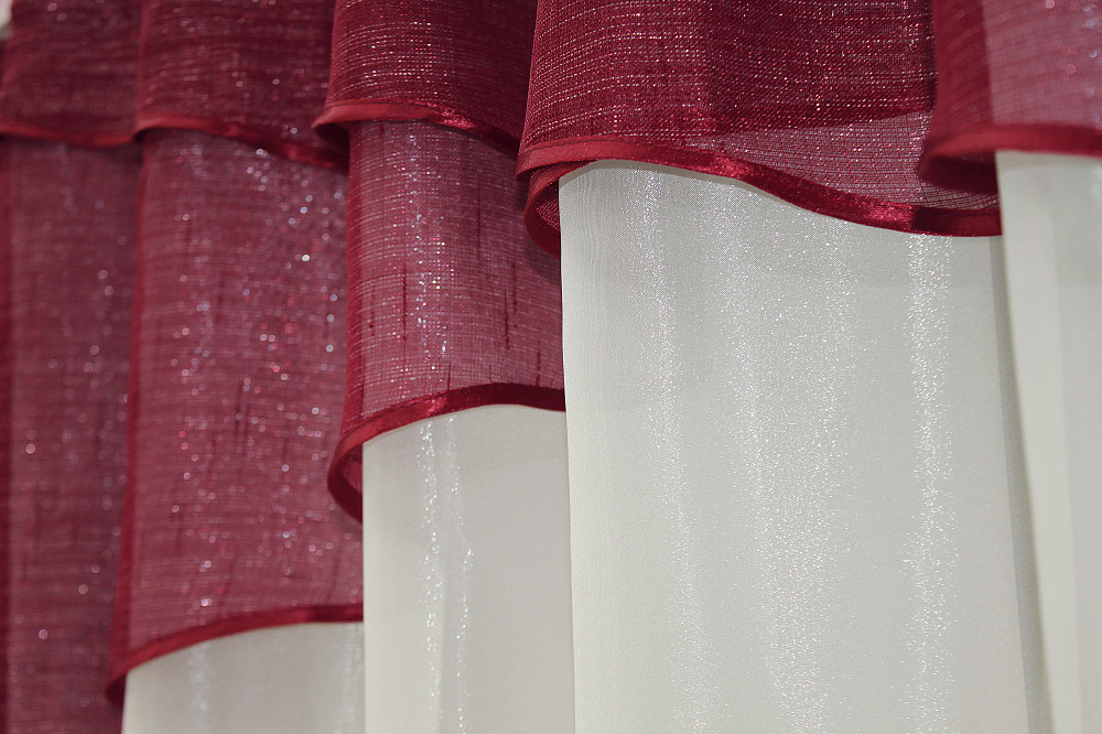 Кухонная занавеска VR-Textil № 00к молочный с бордовым 290х170 см (59-837) Киев - изображение 3