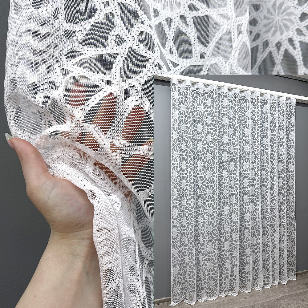 Тюль жаккард, цвет белый 1605т Киев - изображение 1