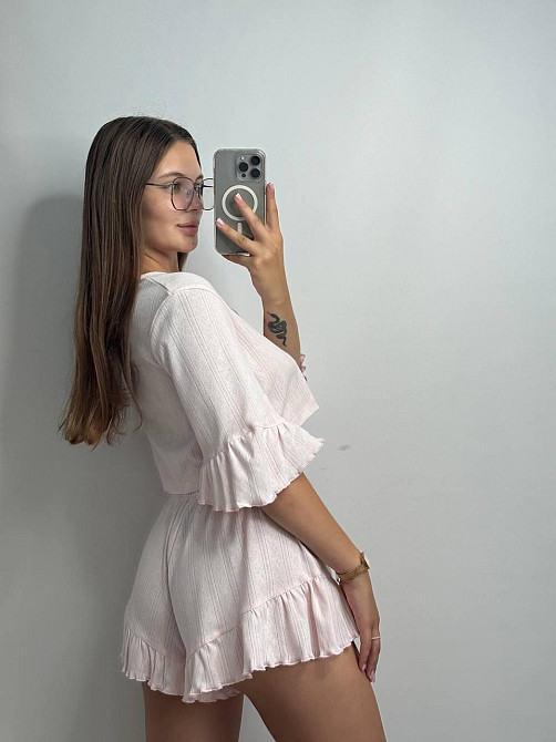 Жіночий комплект на зав'язках із шортами Рожевий XS-S Харків - фото 2