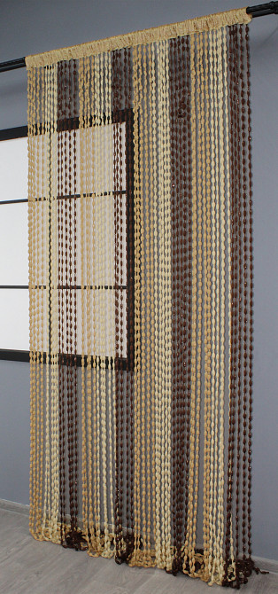 Штори-нитки "Шиніл" з люрексом Бежевий з коричнево-карамельним 300х300см 1 шт (61-047) Київ - фото 4